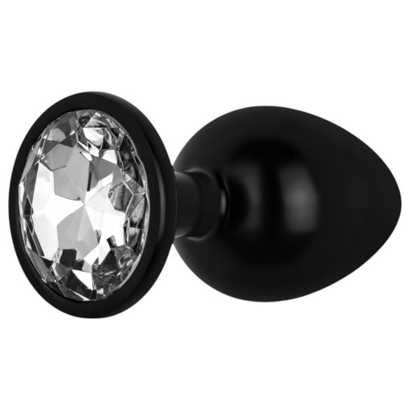 / Easytoys Anal Collection - metalowy korek analny z kamieniem - M (czarny)