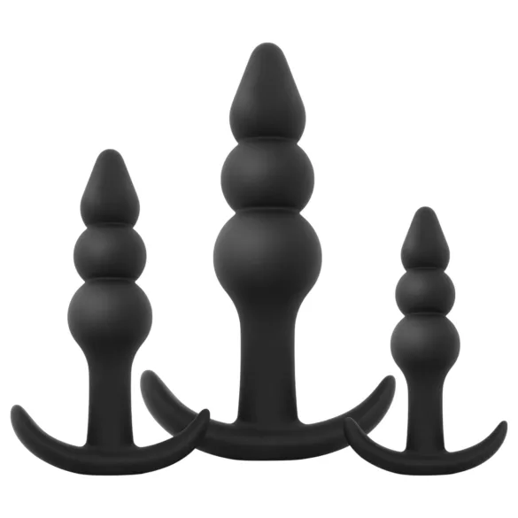 EasyToys - zestaw korków analnych kulkowych - 3 sztuki - czarne