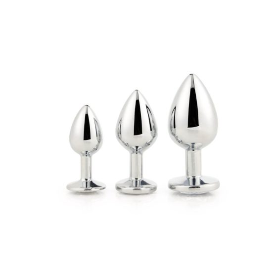 Gleaming Love - zestaw dildo analnych w kształcie stożka - srebrny (3 szt.)