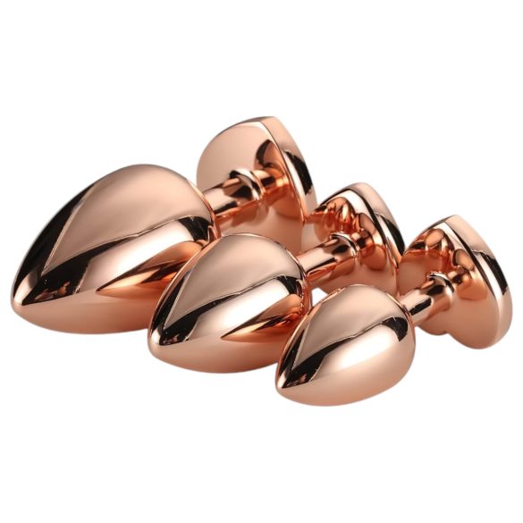 Gleaming Love - zatyczki analne serduszka - rosegold (3 szt.)