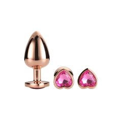   Gleaming Love - obfity zestaw dildo analnych w kształcie stożka - różowe złoto (3 szt.)