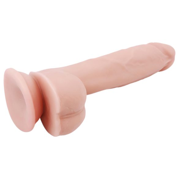 Mr. Dixx 7.6 - dildo z jądrami na przyssawce - realistyczny beżowy 19,5 cm