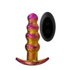   Glamour Glass - szklany wibrator analny z koralikami, sterowany radiowo (kolorowy)