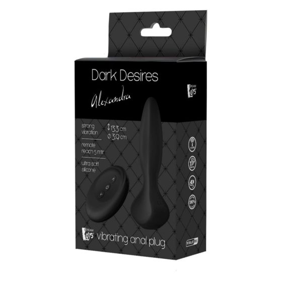 Dark Desires Alexandra - bezprzewodowy radiowy wibrator analny (czarny)
