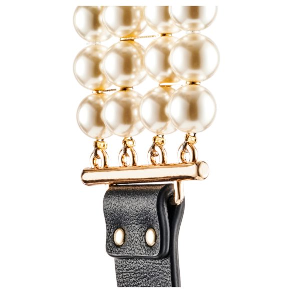Allure - obroża z perełkami z smyczą - czarna