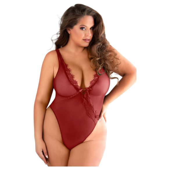 Allure - koronkowe, otwarte body (czerwone)