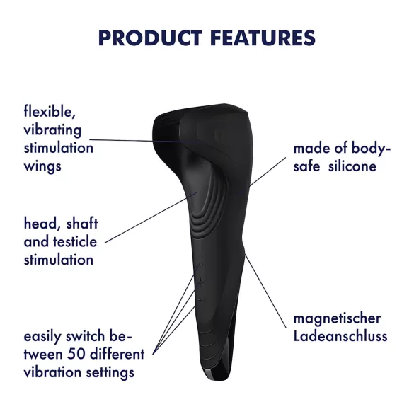 Satisfyer Men Wand - wibrator na żołądź akumulatorowy wodoodporny czarny