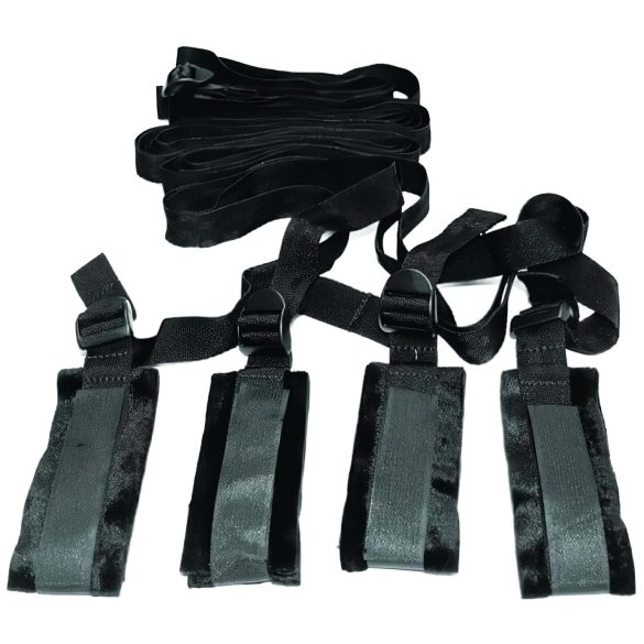 S&M - zestaw do bondage do łóżka (czarny)