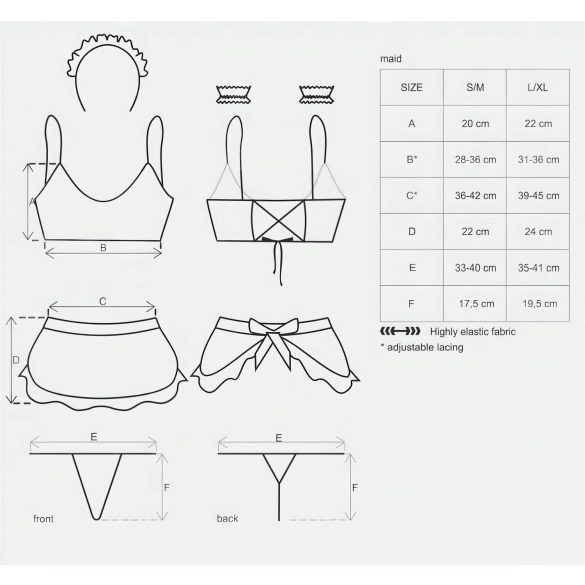 Obsessive Maid - strój pokojówki (5-częściowy zestaw)