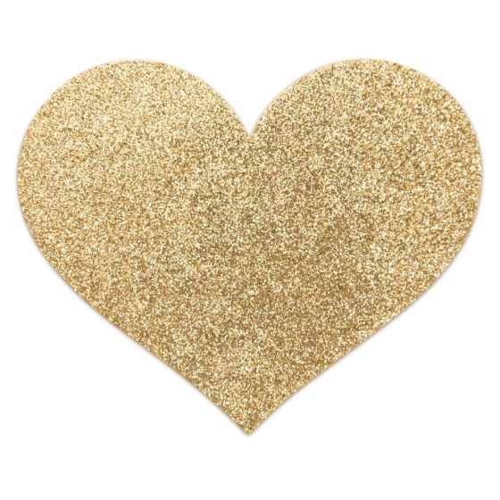 Bijoux Indiscrets Flash - błyszcząca naklejka na sutki w kształcie serca (złota)