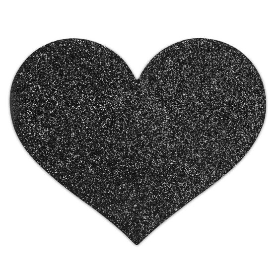 Bijoux Indiscrets Flash - brokatowa naklejka na sutki z sercem (czarna)