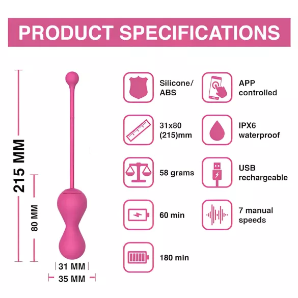 Magic Motion Kegel Master - inteligentne kulki gejszy duo (różowe)