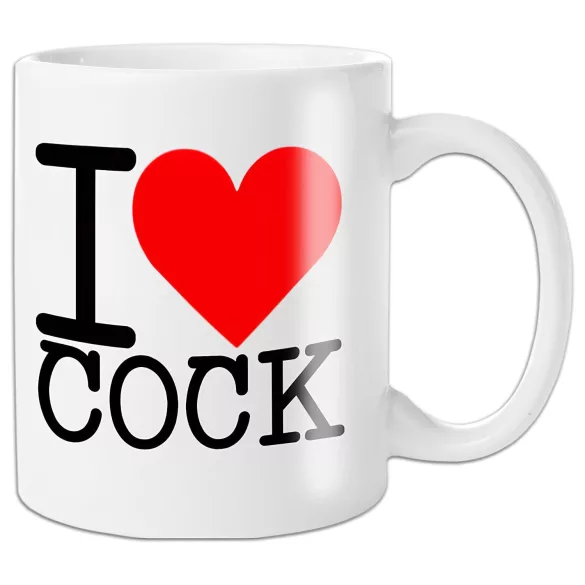 I Love Cock - kubek, erotyczny prezent (biały)