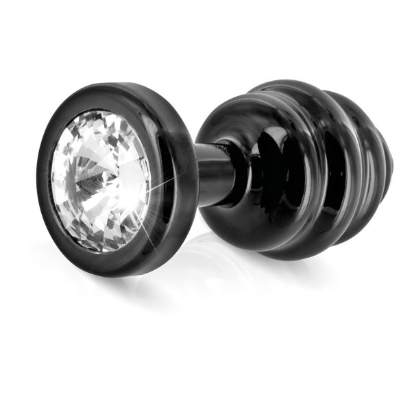 DIOGOL Anni - żebrowany korek analny - czarny - (3cm)