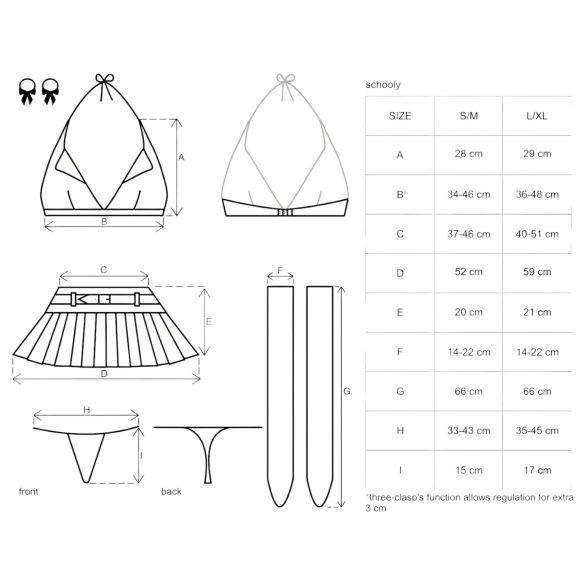 Obsessive - kostium uczennicy - 6-częściowy zestaw - L/XL