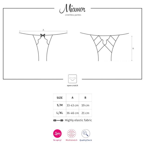 Obsessive - majtki damskie z siateczki i koronki - otwarte - czarne