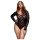 BACI Plus Size - koronkowe body z długim rękawem, czarne (XL-XXL)