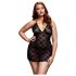 BACI Plus Size - koronkowa haleczka z wiązaniem na szyi - czarna (XL-XXL)