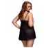 BACI Plus Size - otwarty, kropkowany babydoll - czarny (XL-XXL)