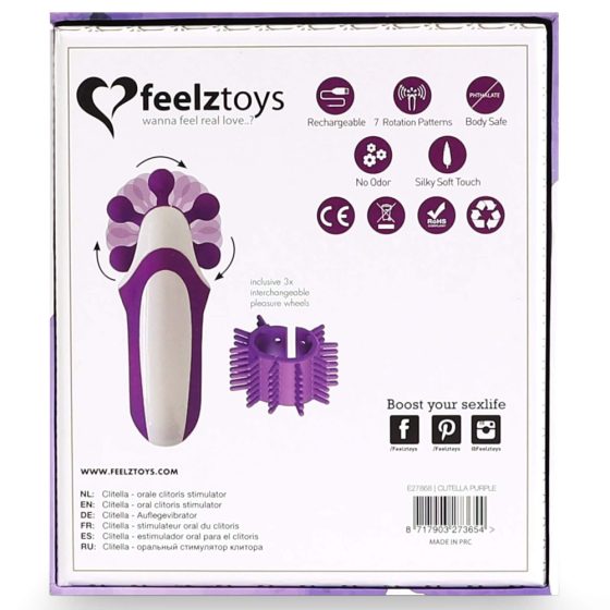 FEELZTOYS Clitella - bezprzewodowy, obrotowy wibrator oralny (fioletowy)