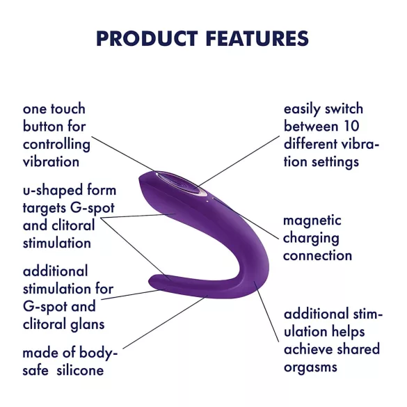 Satisfyer Double Classic - wodoodporny, akumulatorowy wibrator dla par (fioletowy)