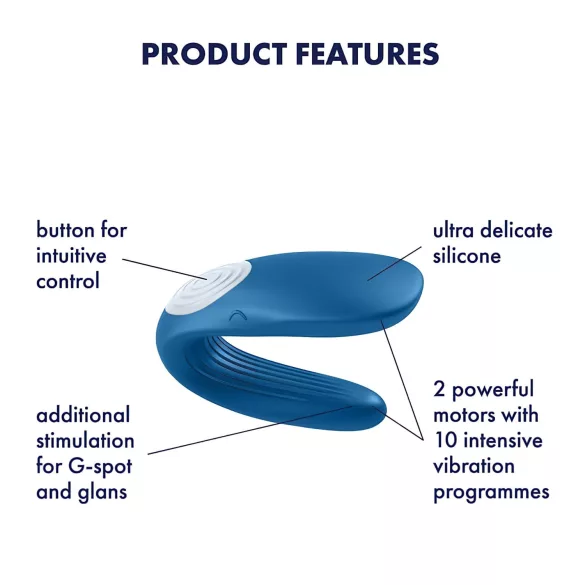 Satisfyer Double Whale - wibrator dla par z 2 silnikami - niebieski