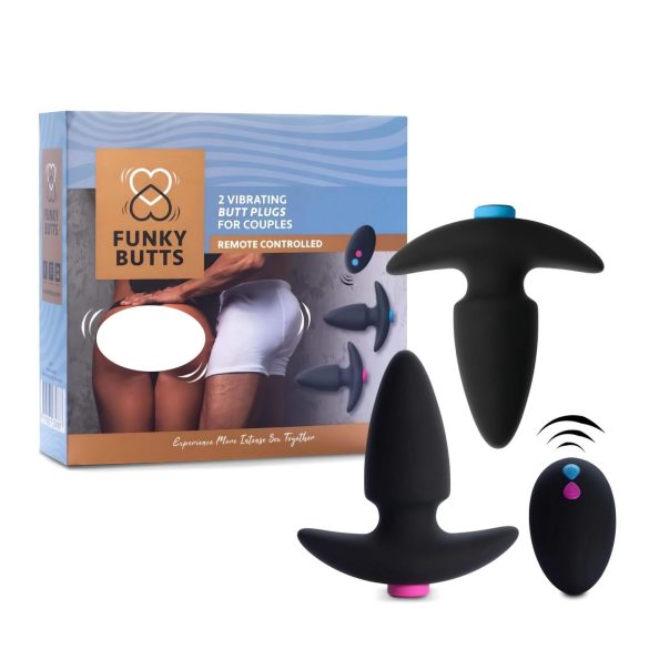 FEELZTOYS Funkybutts - zestaw z akumulatorowym wibratorem analnym (czarny)