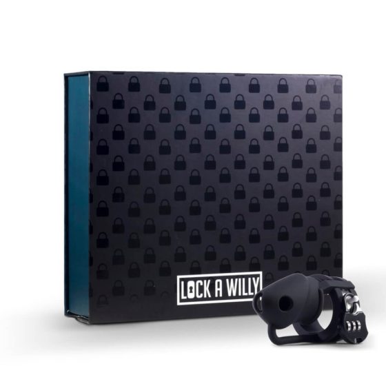 LOCK A WILLY - silikonowa klatka na penisa z kłódką (czarna)