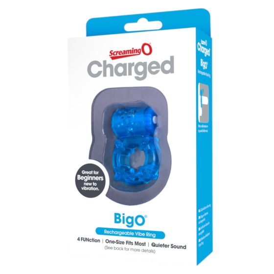 Screaming O BigO - zasilany bateryjnie, gwiazdkowy, wibrujący pierścień na penisa (niebieski)