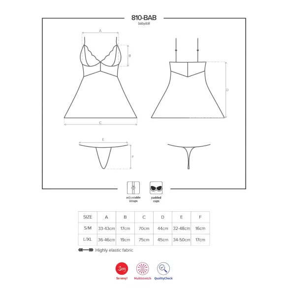 Obsessive - babydoll koronkowy i stringi - biały