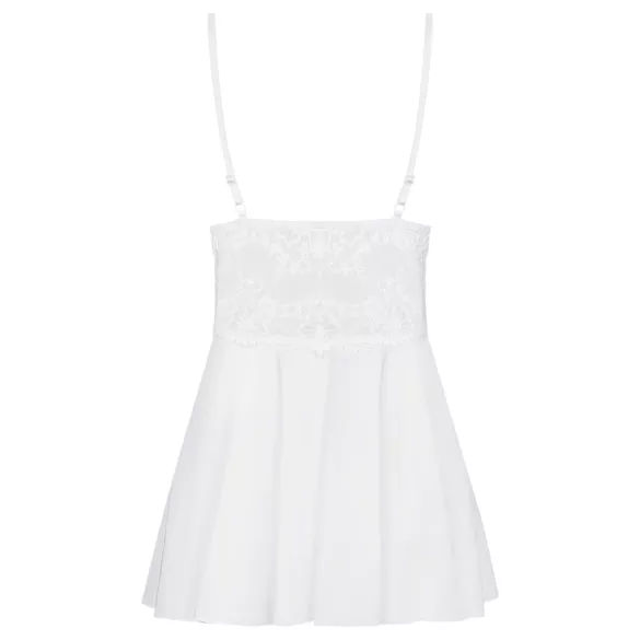 Obsessive - babydoll koronkowy i stringi - biały - L/XL