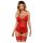 Obsessive Lovica - koronkowy top z pasem do pończoch i stringami (czerwony) - L/XL