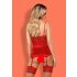 Obsessive Lovica - koronkowy top z pasem do pończoch i stringami (czerwony) - L/XL