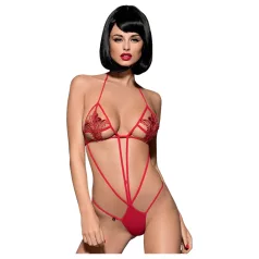   Obsessive Luiza - czerwone body z tulipanowym wzorem, na ramiączkach (S/M)
