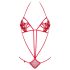 Obsessive Luiza - tulipanowe, koronkowe body - czerwone (S/M)