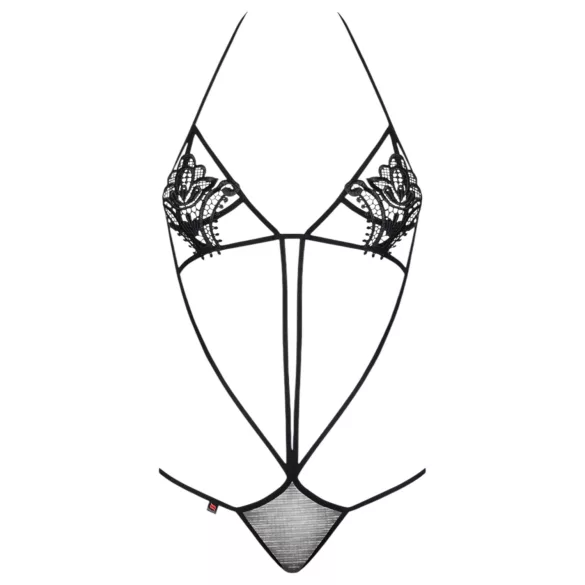 Obsessive - body z paskami tulipanowy wzór czarne S/M