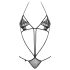 Obsessive Luiza - tulipanowe body z paskami - czarne (S/M)