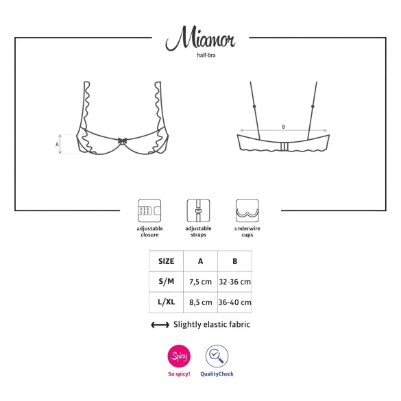 Obsessive Miamor - koronkowy biustonosz push-up (czarny)