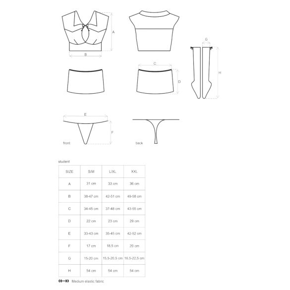 Obsessive - kostium uczennicy - 5-częściowy zestaw