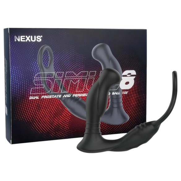Nexus Simul8 - Wibrujący pierścień z analnym dildo (czarny)