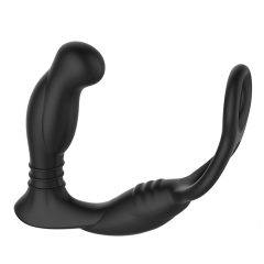   Nexus Simul8 - Akumulatorowy wibrujący pierścień na penisa z dildem analnym (czarny) 