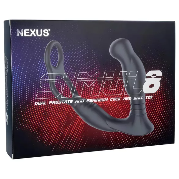 Nexus Simul8 - wibrujący pierścień na penisa z analnym dildem (czarny)