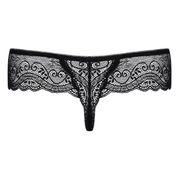 Obsessive - majtki damskie tanga z koronką i ozdobą - czarne