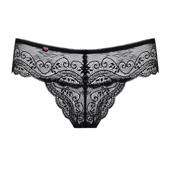 Obsessive - majtki damskie tanga z koronką i ozdobą - czarne