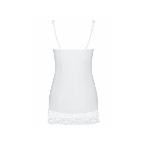 Obsessive Miamor - biała koronkowa koszulka nocna z koronkowymi stringami (biały) - L/XL