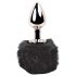 FEELZTOYS Bunny Tails - metalowy analny korek z ogonkiem (srebrno-czarny)