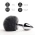 FEELZTOYS Bunny Tails - metalowy analny korek z ogonkiem (srebrno-czarny)