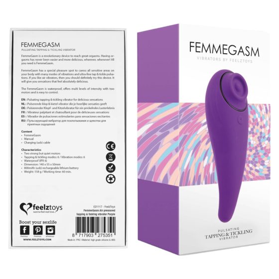 FEELZTOYS Femmegasm - ładowalny, wodoodporny wibrator dopochwowy i łechtaczkowy (fioletowy)