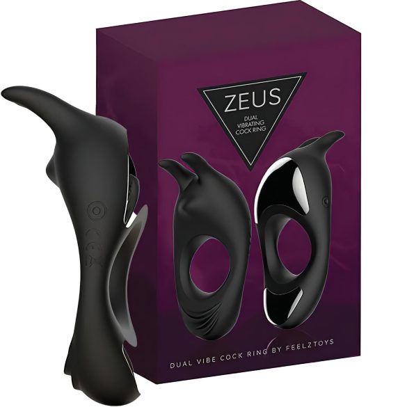 FEELZTOYS Zeus - akumulatorowy, wibrujący pierścień erekcyjny (czarny)