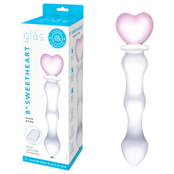 GLAS - sercowe szklane dildo (przezroczyste)